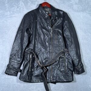 Harley Davidson Jacket Womens XL Black Leather Belted Moto 97157-13VW